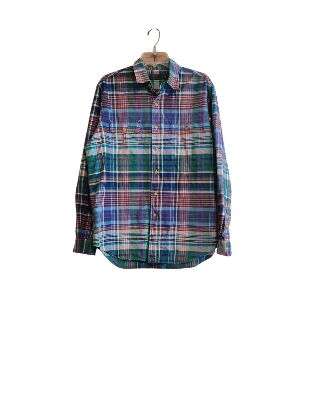 Polo Ralph Lauren Plaid Button Down in Green & Blue Large